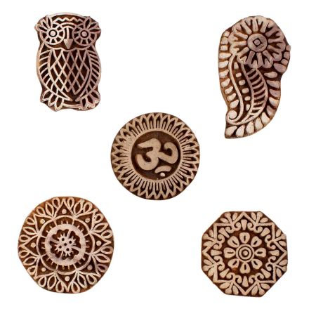 Set of 5 Piece New Mix Wooden Printing Blocks